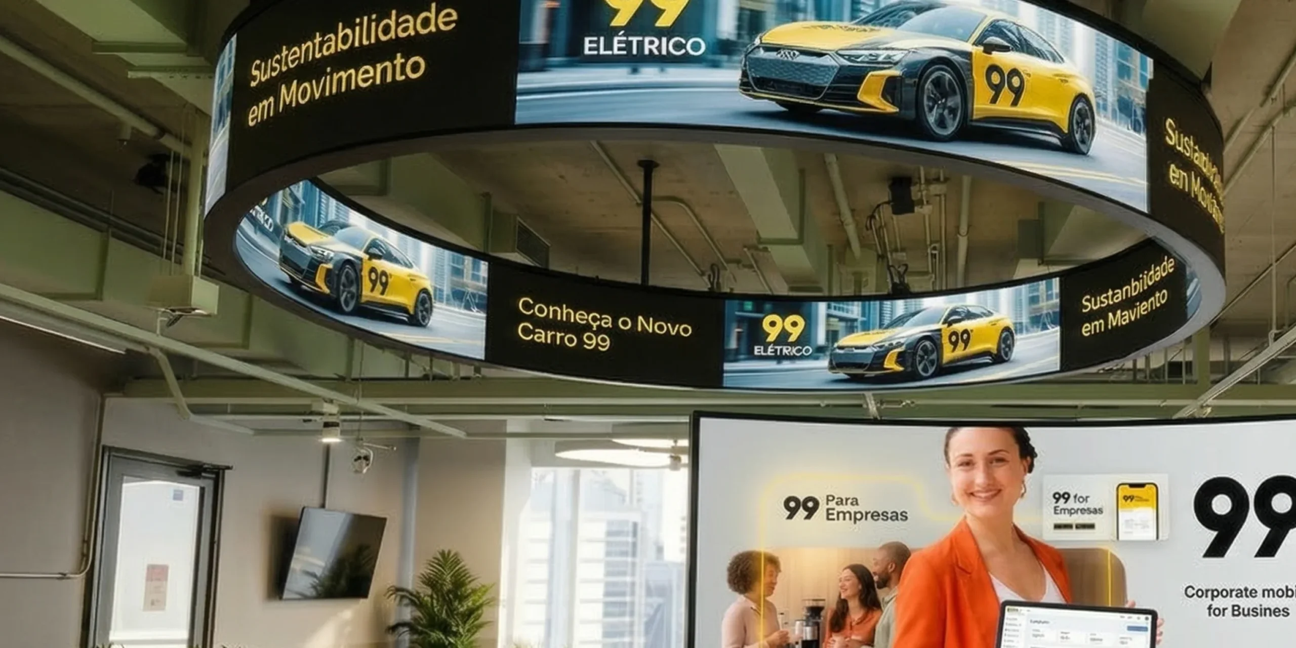 Varejo — A 99 inovou com o nosso painel curvo