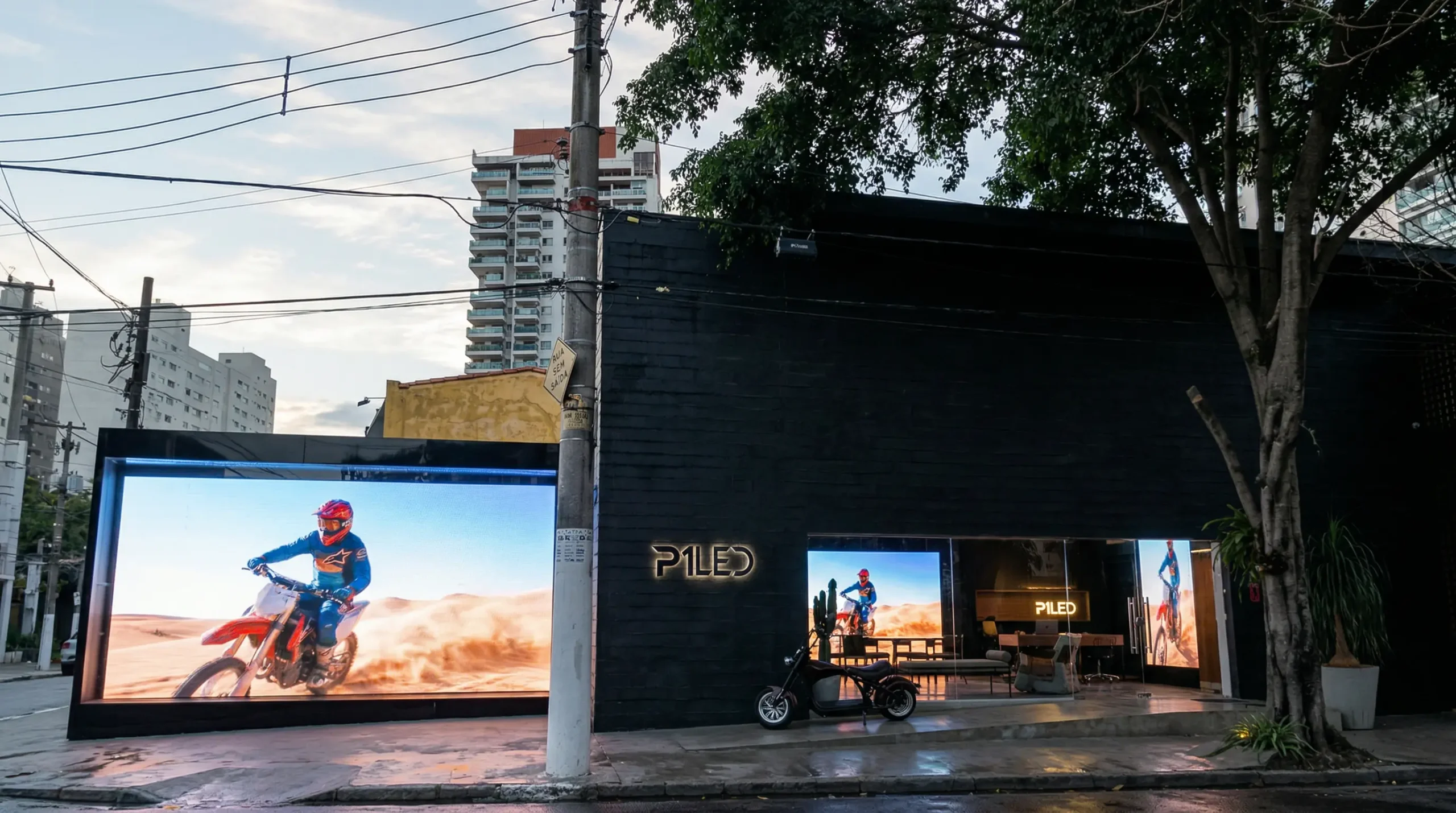Sala com painel de LED P1LED