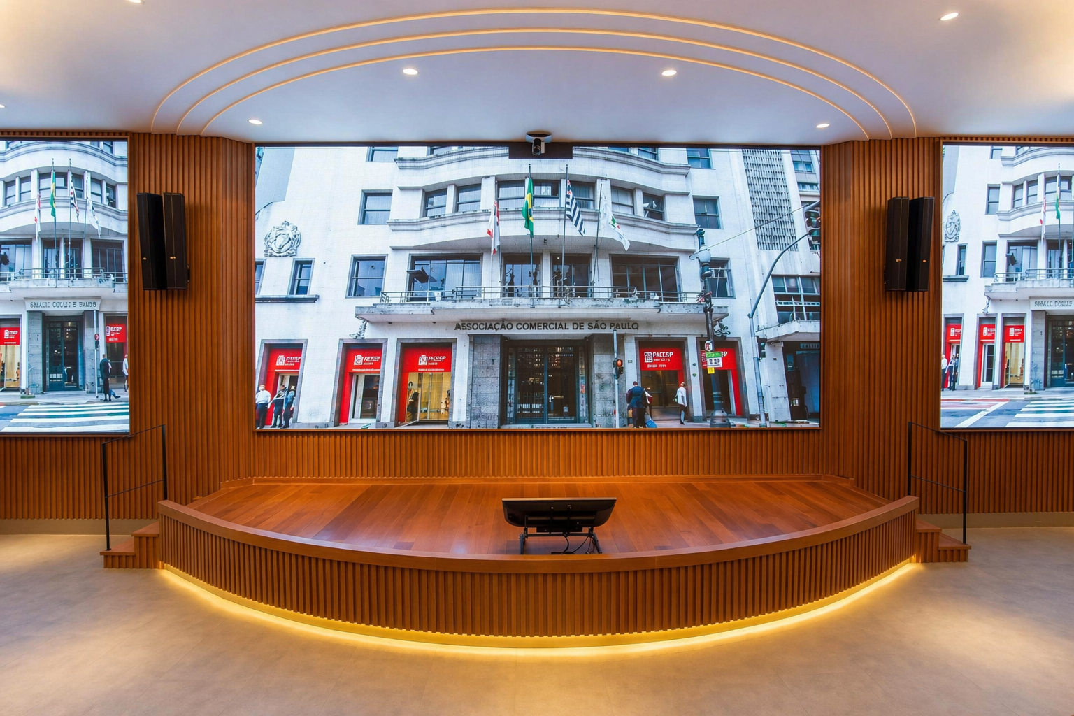 Templo com painel de LED P1LED: imagem viva com a luz acesa